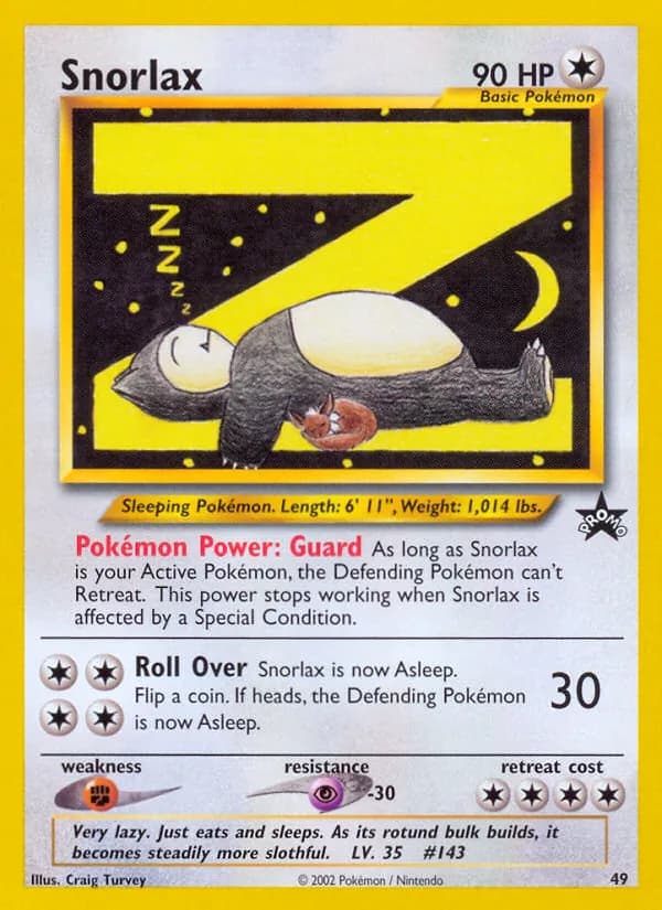 Snorlax card in English