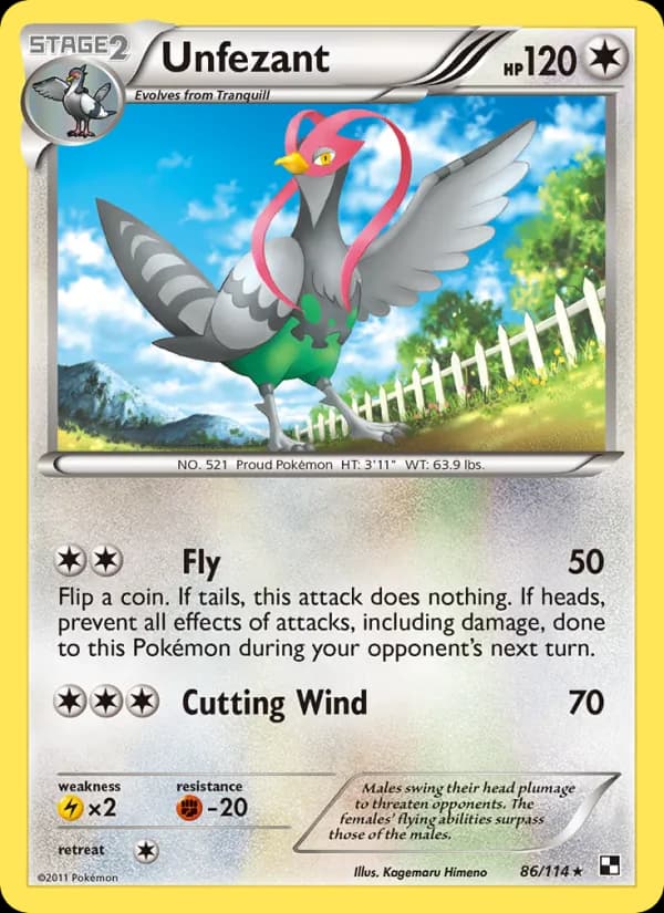 Unfezant card in English