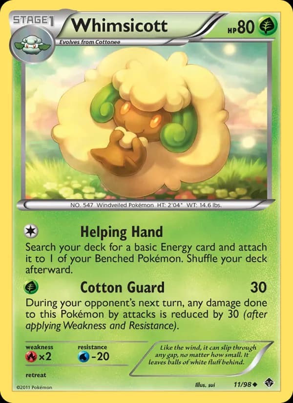 Whimsicott card in English