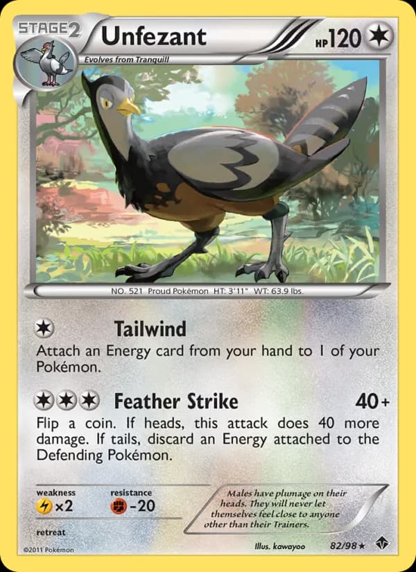 Unfezant card in English