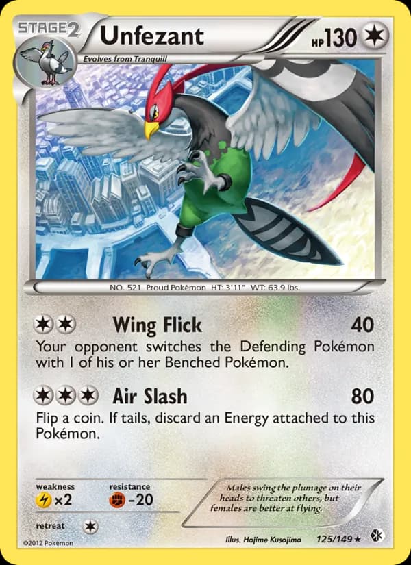 Unfezant card in English