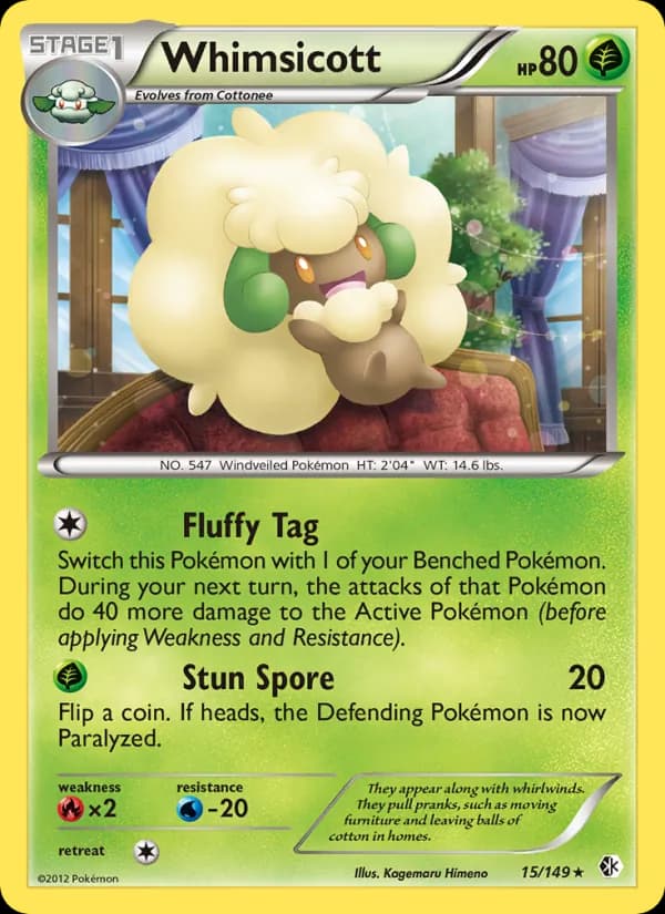 Whimsicott card in English