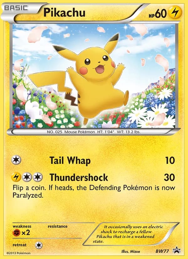 Pikachu card in English