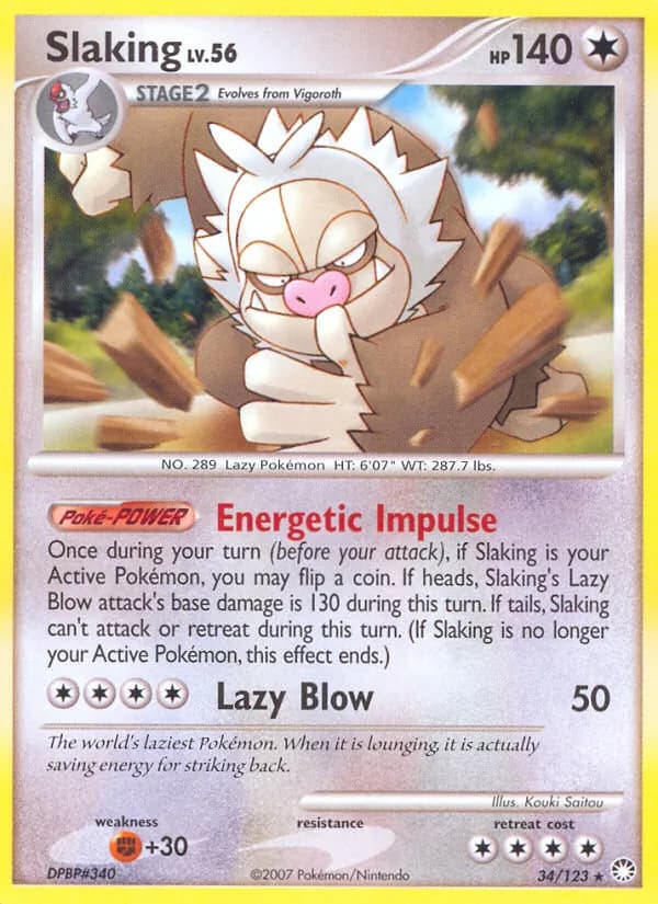 Slaking card in English