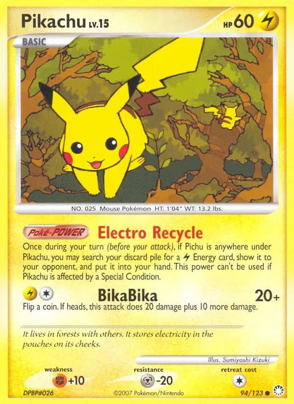 Pikachu card in English