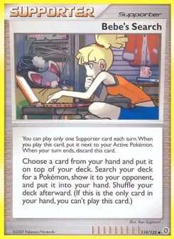 Bebe's Search card in English