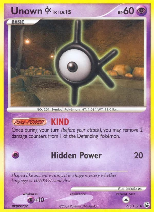 Unown K card in English