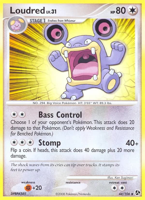 Loudred card in English