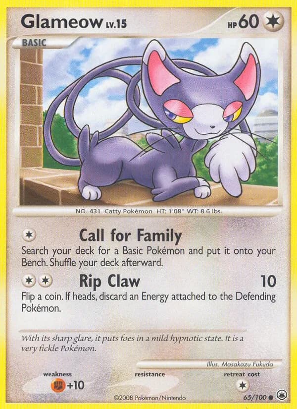 Glameow card in English