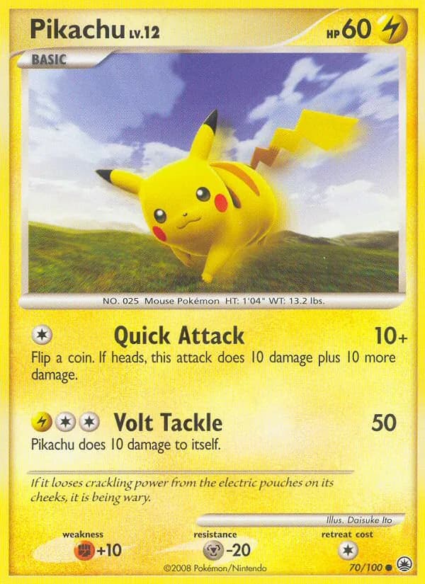 Pikachu card in English