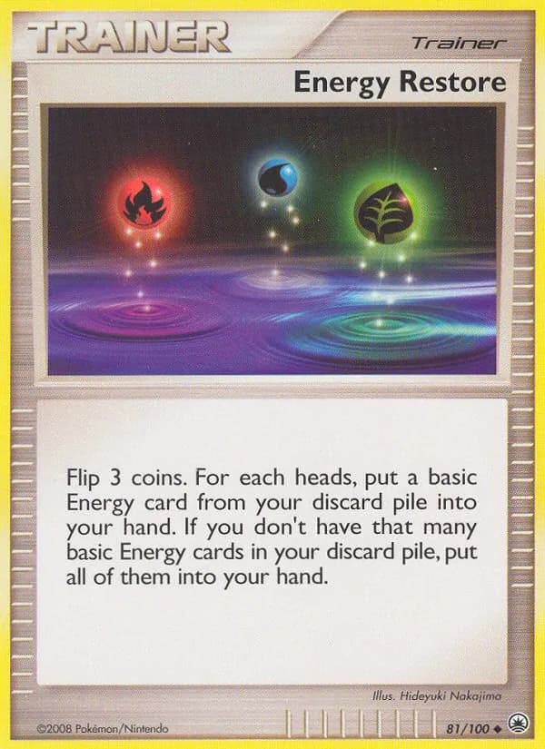 Energy Restore card in English