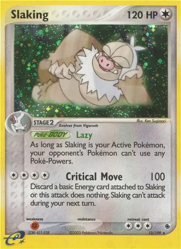 Slaking card in English