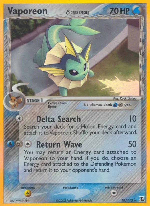Vaporeon δ card in English