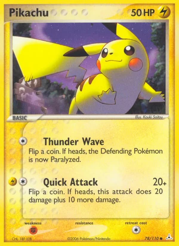 Pikachu card in English