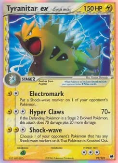 Tyranitar ex δ card in English