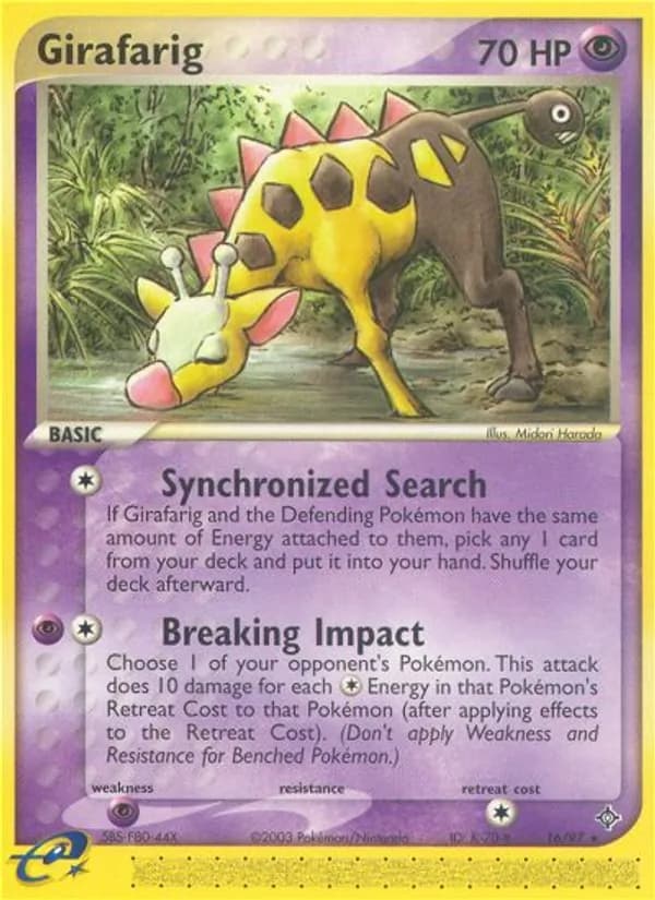 Girafarig card in English
