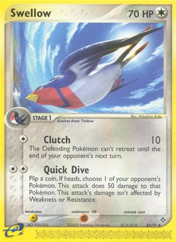 Swellow card in English
