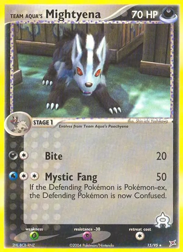 Team Aqua's Mightyena card in English