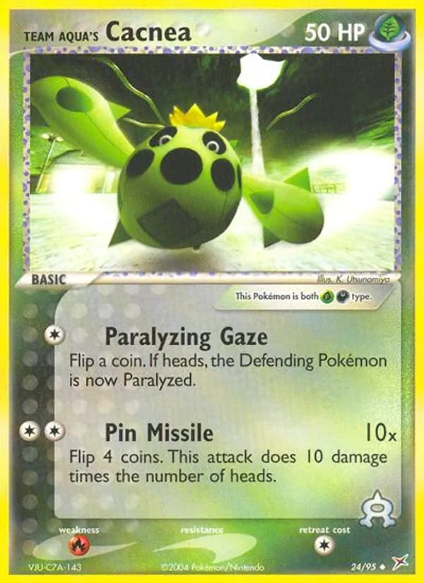 Team Aqua's Cacnea card in English