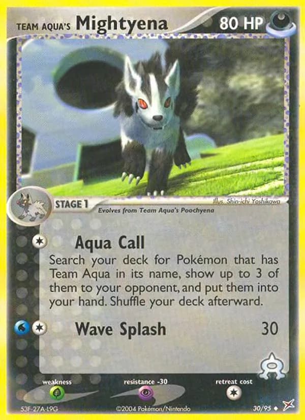 Team Aqua's Mightyena card in English