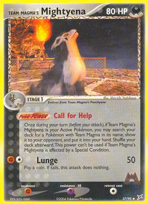 Team Magma's Mightyena card in English