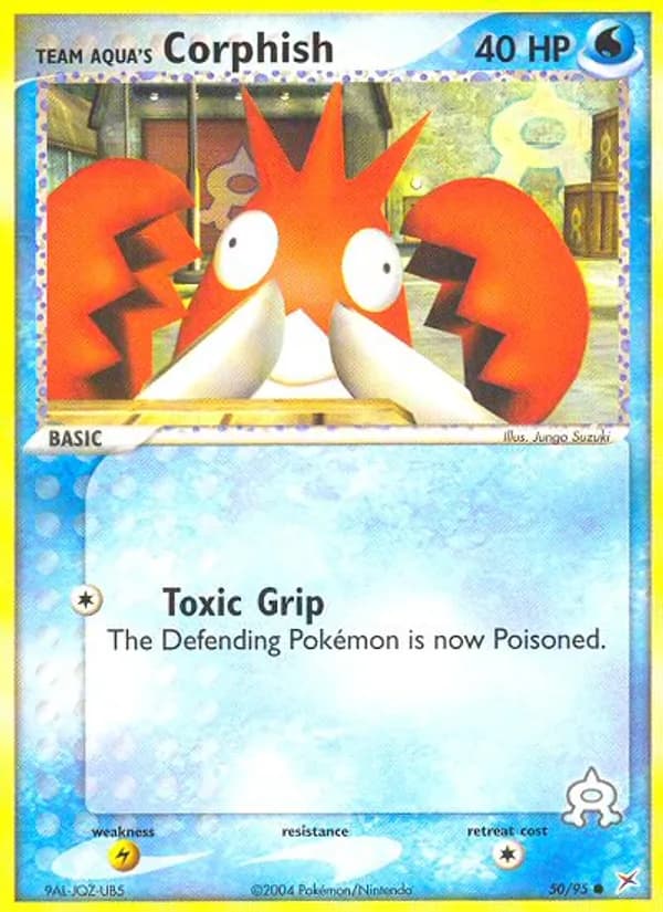 Team Aqua's Corphish card in English