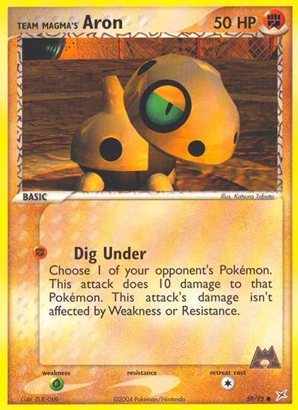 Team Magma's Aron card in English