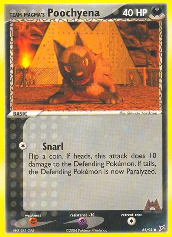 Team Magma's Poochyena card in English