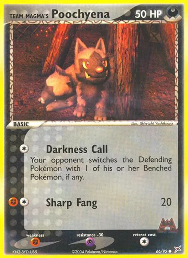 Team Magma's Poochyena card in English