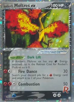 Rocket's Moltres ex card in English