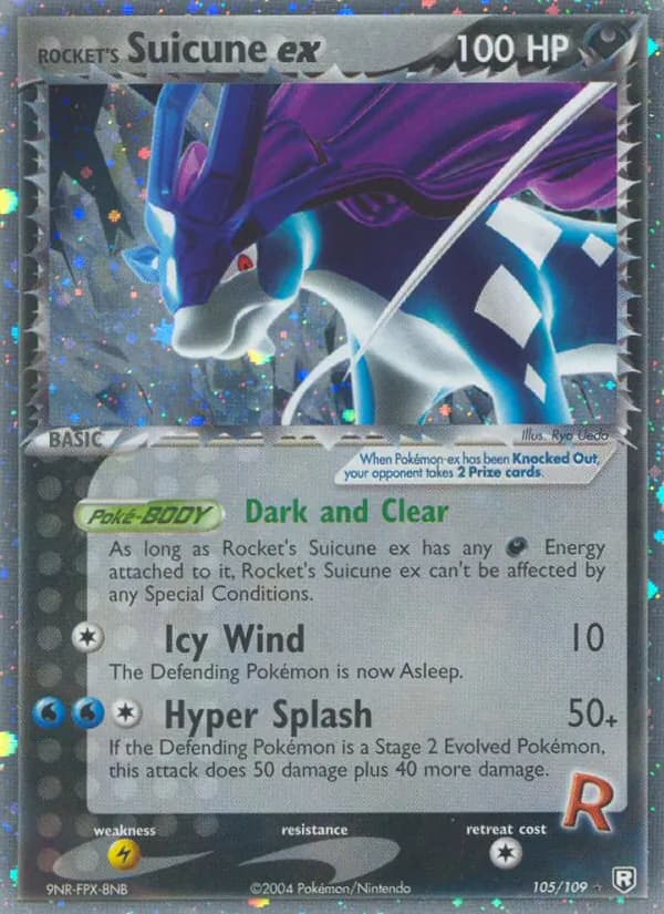 Rocket's Suicune ex card in English