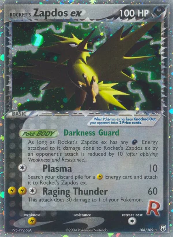 Rocket's Zapdos ex card in English