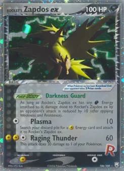 Rocket's Zapdos ex card in English