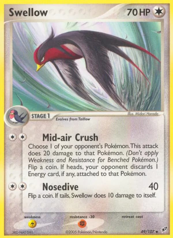 Swellow card in English