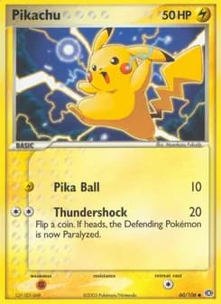 Pikachu card in English