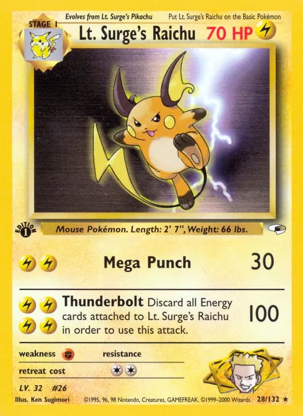 Lt. Surge's Raichu card in English
