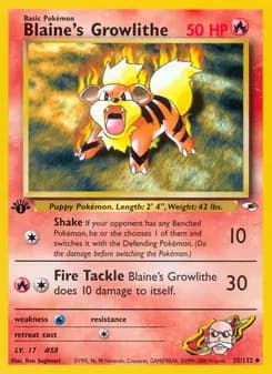 Blaine's Growlithe card in English