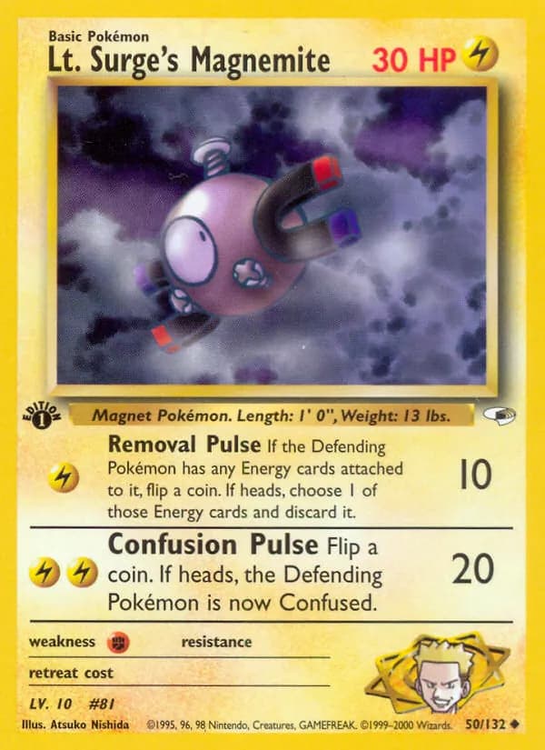 Lt. Surge's Magnemite card in English