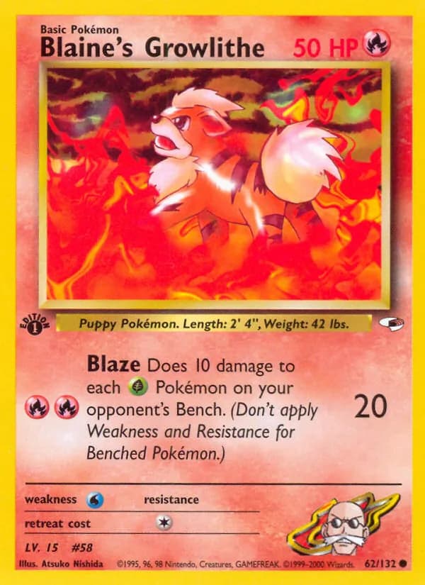 Blaine's Growlithe card in English