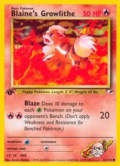 Blaine's Growlithe card in English