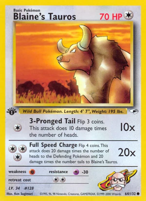 Blaine's Tauros card in English