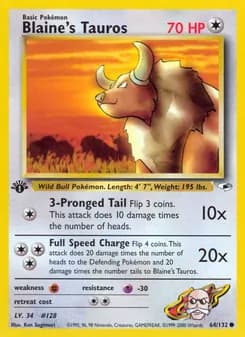Blaine's Tauros card in English