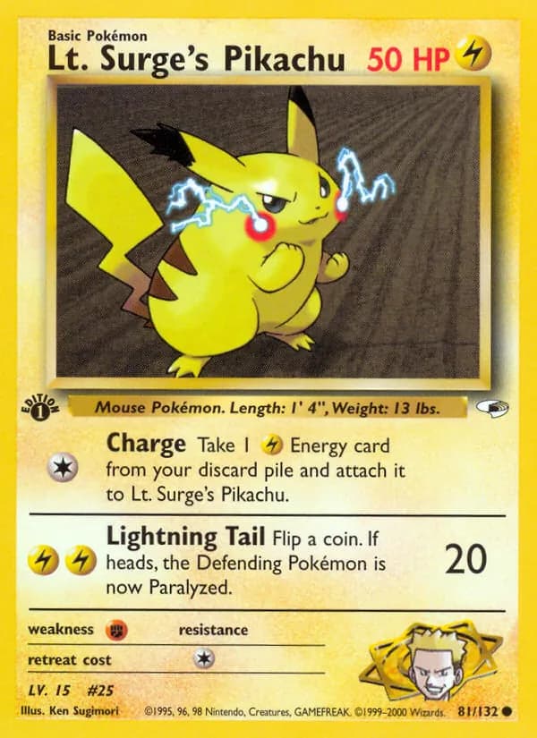 Lt. Surge's Pikachu card in English