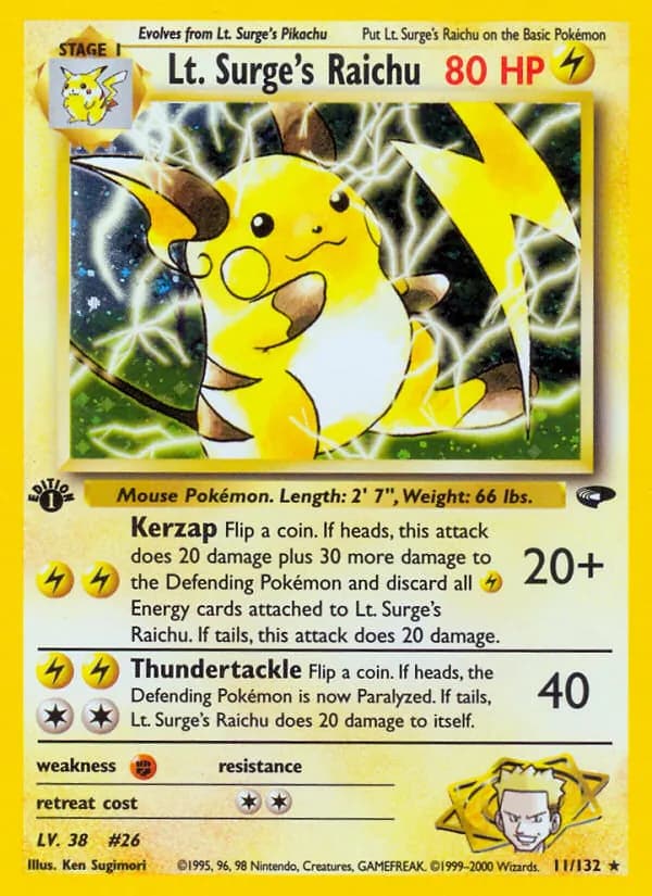 Lt. Surge's Raichu card in English