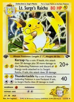 Lt. Surge's Raichu card in English