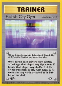 Fuchsia City Gym card in English