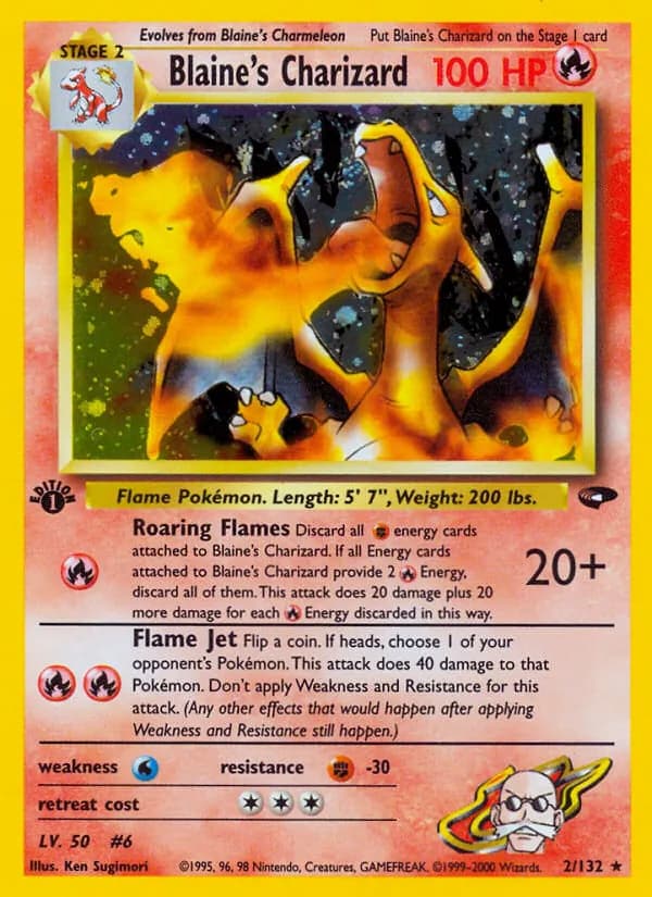 Blaine's Charizard card in English