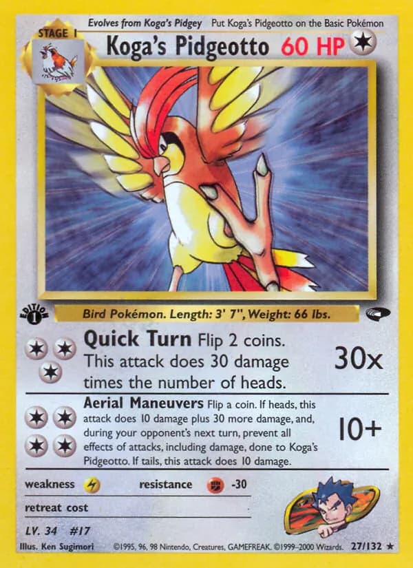 Koga's Pidgeotto card in English