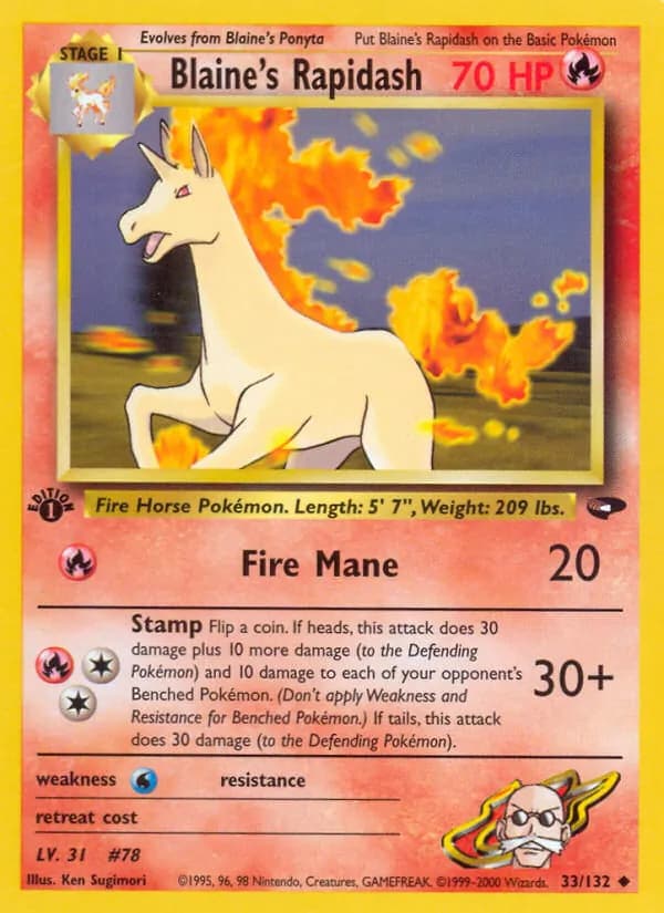 Blaine's Rapidash card in English