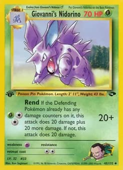 Giovanni's Nidorino card in English
